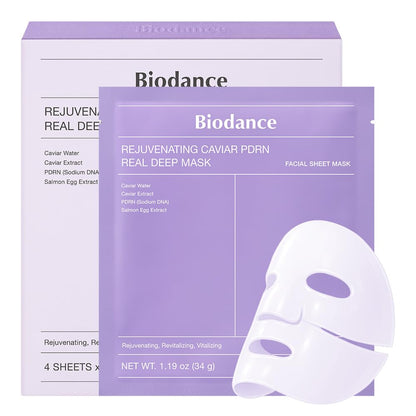BIODANCE Rejuvenating Caviar PDRN Real Deep Mask | 1.19oz(34g) x 4ea