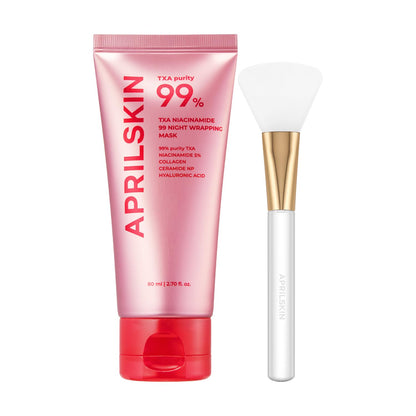 APRILSKIN TXA Wrapping Mask with Jelly Brush: TXA Niacinamide 99 Overnight Wrapping Mask and Jelly Brus